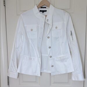 Jones New York Signature Women’s White Jacket Size Large Stretch Lightweight
